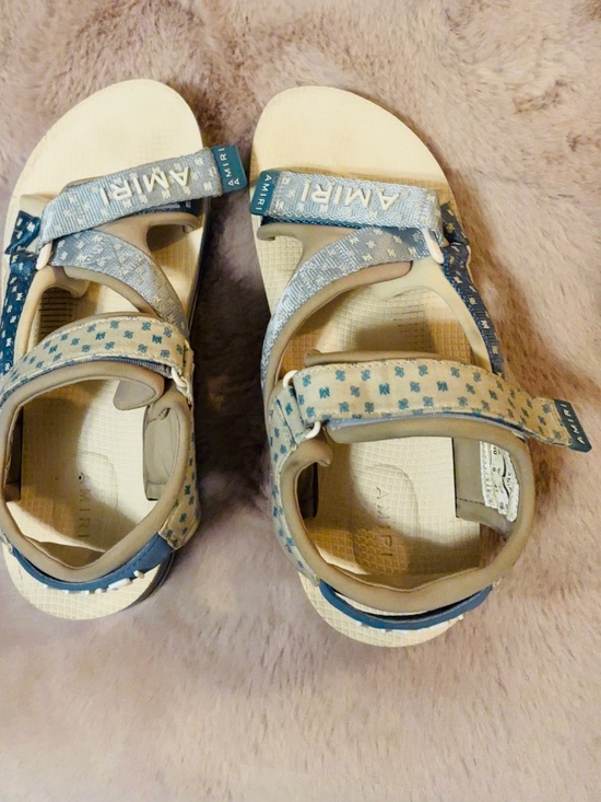 Amiri MA Paisley Sandals Light Blue/Beige Open Toe Sz 10 main image 6